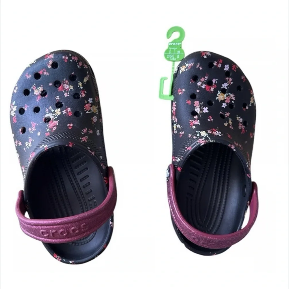 CROCS Kids Floral Black Sandals